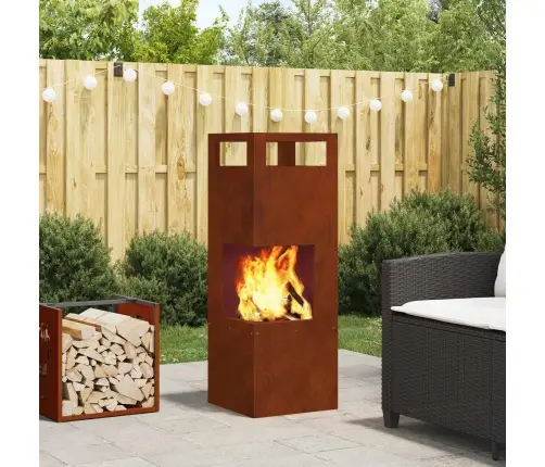 Uguns Bedrīte Kvadrātveida 35X35X100 Cm Izturīgs Tērauds Vidaxl