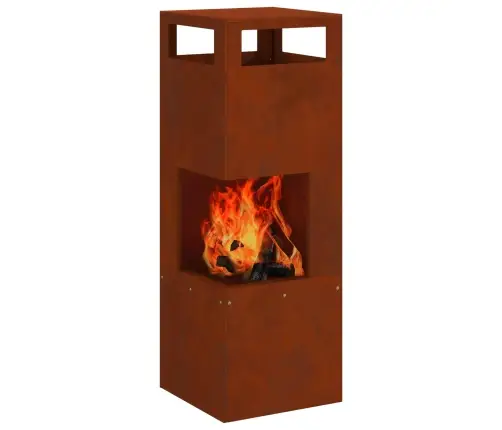 Uguns Bedrīte Kvadrātveida 35X35X100 Cm Izturīgs Tērauds Vidaxl
