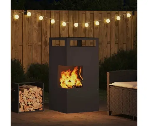 Uguns Bedres Melnā Krāsā 50X50X100 Cm Tērauds Vidaxl