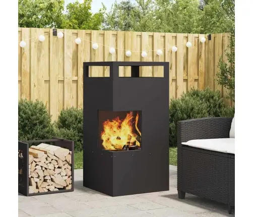 Uguns Bedres Melnā Krāsā 50X50X100 Cm Tērauds Vidaxl