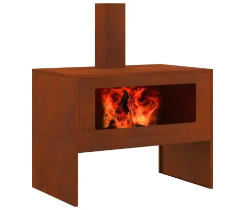 Uguns Atvere Ar Skursteni 80X50X96 Cm Novecināts Tērauds Vidaxl