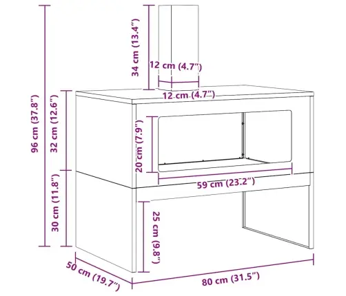 Lõkkekoht Pruun 80 X 50 X 96 Cm Kulunud Teras