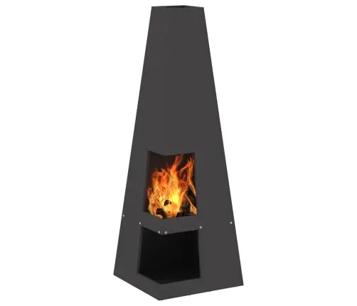 Ugunskura Krāsns Ar Malku Uzglabāšanai, Melna, 35 X 35 X 100 Cm, Tērauds Vidaxl