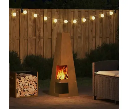 Uguns Bedre Ar Malkas Uzglabāšanu 35X35X100 Cm, Novecināts Tērauds. Vidaxl