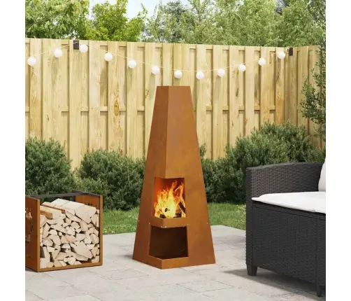 Uguns Bedre Ar Malkas Uzglabāšanu 35X35X100 Cm, Novecināts Tērauds. Vidaxl