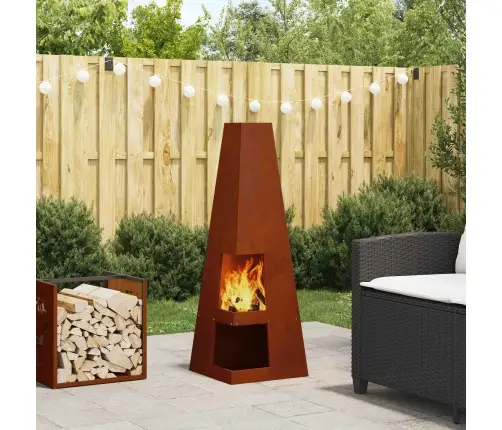 Uguns Bedre Ar Malkas Uzglabāšanu 35X35X100 Cm, Novecināts Tērauds. Vidaxl