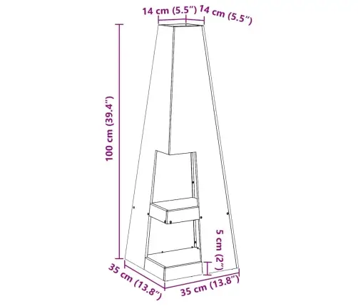 Uguns Bedre Ar Malkas Uzglabāšanu 35X35X100 Cm, Novecināts Tērauds. Vidaxl