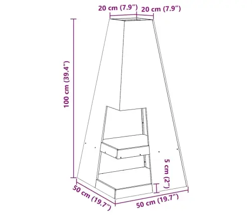 Uguns Bedre Ar Malkas Glabāšanu - Melns 50 X 50 X 100 Cm - Tērauds Vidaxl