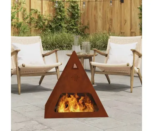 Uguns Bedrīte Piramīdas Formā 50X50X51 Cm Nodalīšanas Tērauds Vidaxl