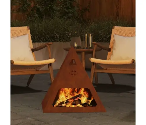 Uguns Bedrīte Piramīdas Formā 50X50X51 Cm Nodalīšanas Tērauds Vidaxl