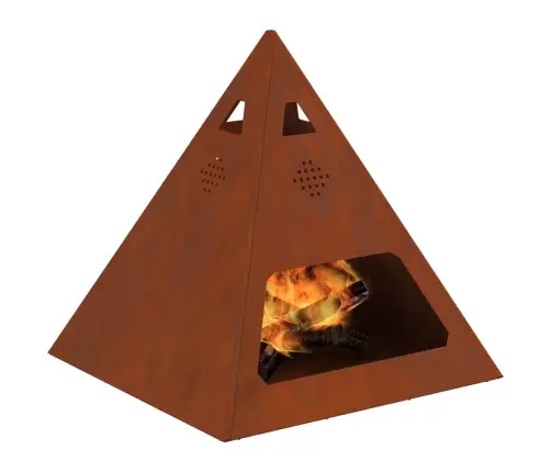 Uguns Bedrīte Piramīdas Formā 50X50X51 Cm Nodalīšanas Tērauds Vidaxl