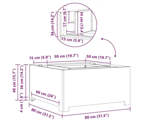 Lõkkekoht Pruun 80 X 80 X 40 Cm Kulunud Teras