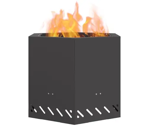 Bezsmidzinātu Ugunskuru Sešstūrains Melns 58X58X51 Cm Tērauds Vidaxl