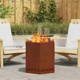 Bezsoda Ugunskurs Brūna 48 X 48 X 51 Cm Novecināts Tērauds Vidaxl