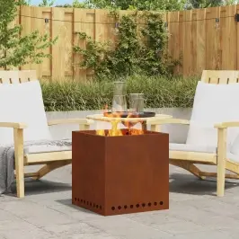Bezsoda Ugunskurs Brūna 48 X 48 X 50 Cm Novecināts Tērauds Vidaxl