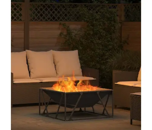 Ugunskurs Kvadrāts Melns 80X80X40 Cm Tērauds Vidaxl