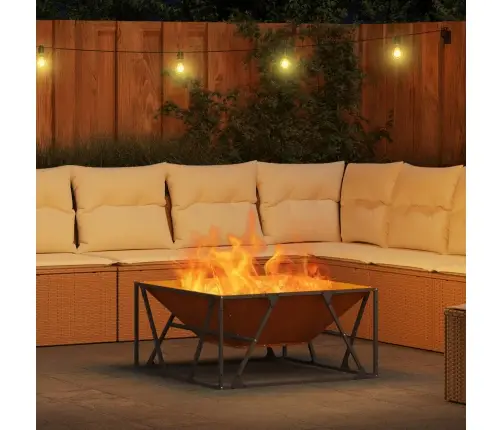 Uguns Bedre Kvadrātveida 80X80X40 Cm Laika Izturīga Tērauda Vidaxl