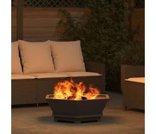 Uguns Bedre Sešstūra Melna 75X75X28 Cm Tērauds Vidaxl