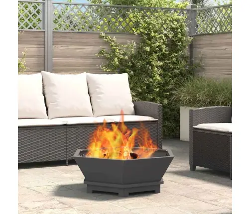 Uguns Bedre Sešstūra Melna 75X75X28 Cm Tērauds Vidaxl