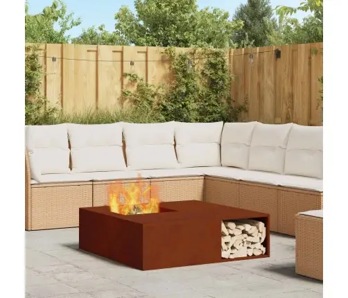 Ugunskurs Ar Malkas Uzglabāšanu 100X100X30 Cm Laikapstākļu Izturīgs Tērauds Vidaxl