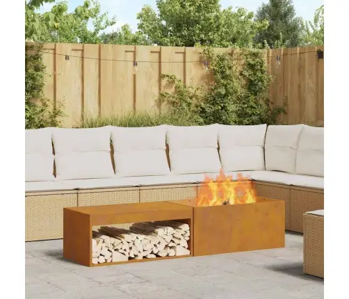 Ugunskurs Ar Malkas Uzglabāšanu 160X45X35 Cm Laika Apstākļiem Izturīgs Tērauds Vidaxl