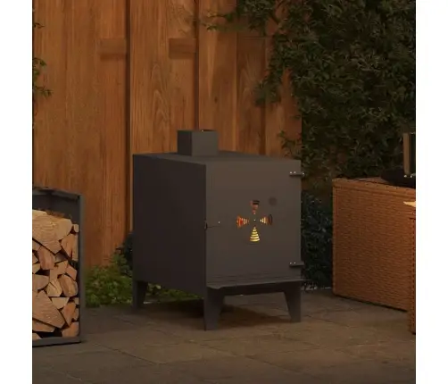 Kempinga Plīts Ar Skapi Melns 35X50X60 Cm Tērauds Vidaxl