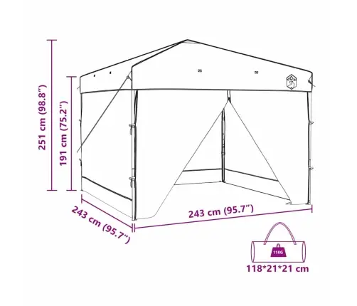 Kupolo Palapinė Žalia 243 X 243 X 251 Cm Audinys