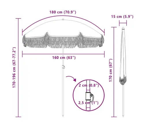 Saulessargs Dzeltena Un Balta Ø 160 X 195 Cm Tērauds Vidaxl
