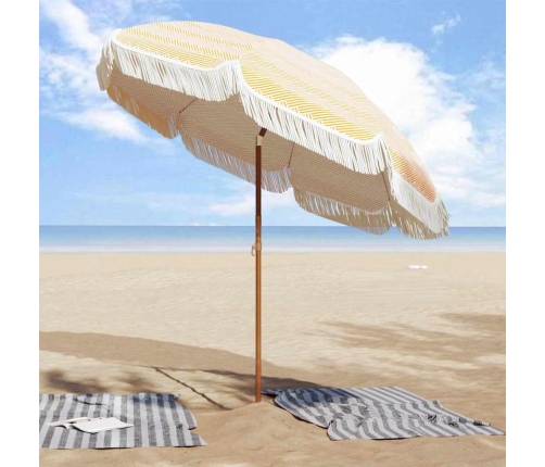Saulessargs Dzeltena Un Balta Ø 205 X 209 Cm Tērauds Vidaxl