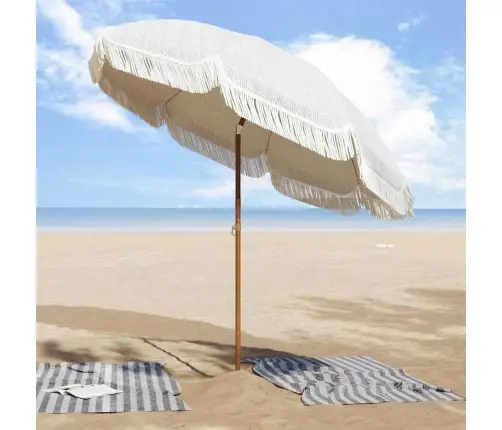 Paplūdimio Skėčius Pilka Ir Balta 205 X 205 X 210 Cm