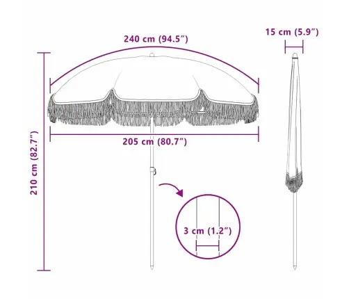 Paplūdimio Skėčius Pilka Ir Balta 205 X 205 X 210 Cm