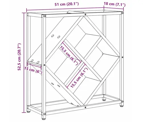 Vīna Plaukts Melna Ozola 51X18X52,5 Cm Inženierijas Koks Vidaxl