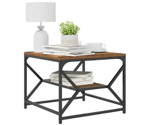 Kafijas Galdiņš Ar Plauktu No Veca Koka 51X50X40 Cm Inženieru Koks Vidaxl