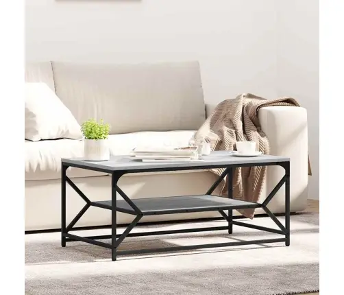 Kafijas Galdiņš Ar Plauktu Pelēks Sonoma 90X50X40 Cm Inženierijas Koks Vidaxl