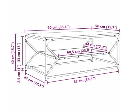 Kafijas Galdiņš Ar Plauktu No Veca Koka 90X50X40 Cm Vidaxl