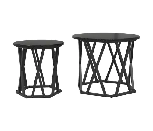 Šoninis Stalas 2 Pcs Juodas Ąžuolas