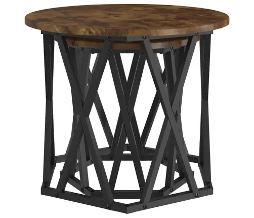 Pusapaļie Sānu Galdi 2 Gabali No Dūmotā Ozola, Inženierijas Koka Vidaxl