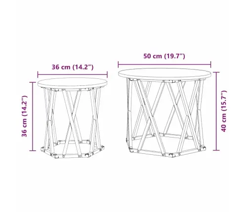 Pusapaļie Sānu Galdi 2 Gabali No Dūmotā Ozola, Inženierijas Koka Vidaxl
