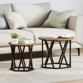 Sānu Galds 2 Pcs Pārstrādāts Koks 50 X 50 X 40 Cm Vidaxl