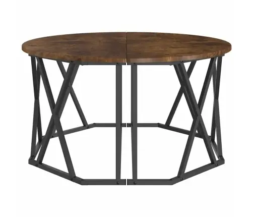 Kafijas Galdiņš Dūmotā Ozolkoka 80X80X42 Cm No Inženierijas Koka Vidaxl