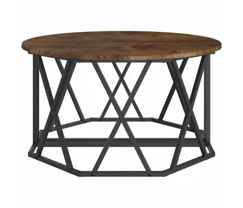 Kafijas Galdiņš Dūmotā Ozolkoka 80X80X42 Cm No Inženierijas Koka Vidaxl