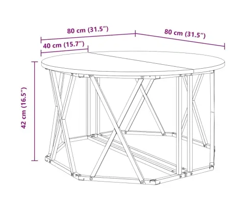 Kafijas Galdiņš Dūmotā Ozolkoka 80X80X42 Cm No Inženierijas Koka Vidaxl