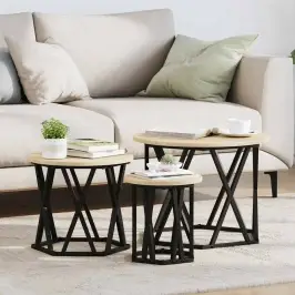 Nesting Šoninis Stalas 3 Pcs Sonoma Ąžuolas 53 X 53 X 40 Cm