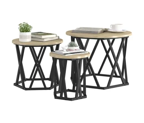 Pesitsus Külglaud 3 Pcs Sonoma Tamm 53 X 53 X 40 Cm