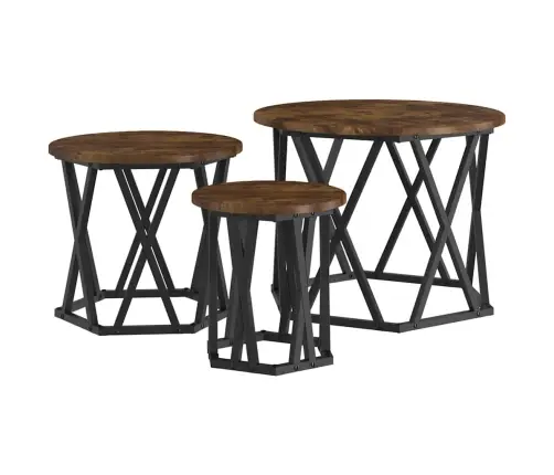 Nesting Šoninis Stalas 3 Pcs Dūminio Ąžuolo 53 X 53 X 40 Cm Nesting Šoninis Stalas 3 Pcs Dūminio Ąžuolo 53 X 53 X 40 Cm