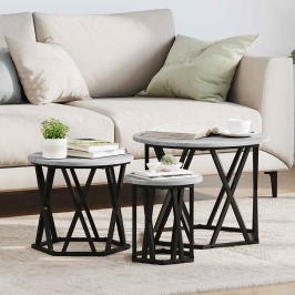 Izmantojams Sānu Galds 3 Pcs Pelēka Sonomas Ozola Vidaxl