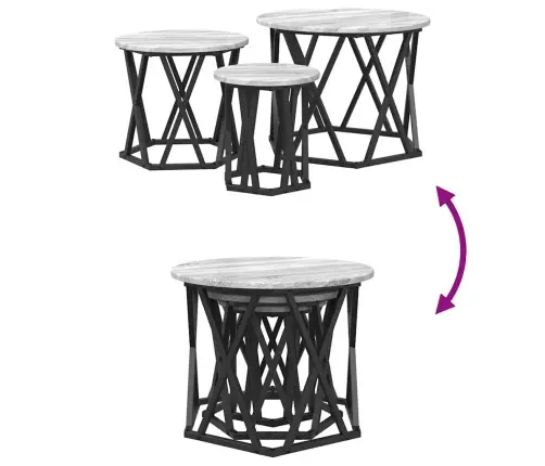 Nesting Sānu Galdi 3 Gab. Pelēks Sonoma Inženierijas Koks Vidaxl