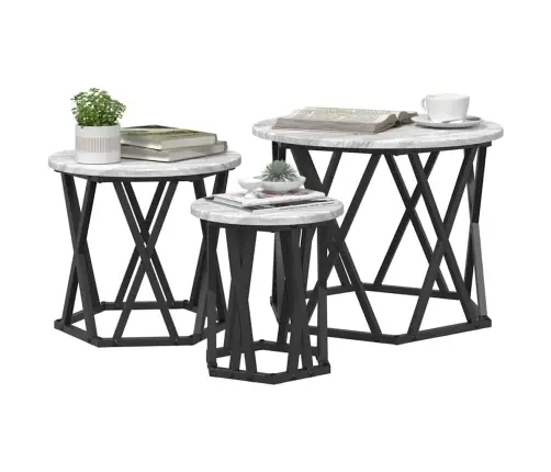 Nesting Sānu Galdi 3 Gab. Pelēks Sonoma Inženierijas Koks Vidaxl