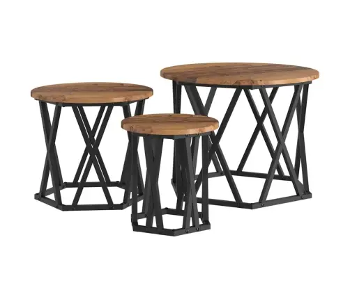 Pesitsus Külglaud 3 Pcs Vana Puit Töödeldud Puit Ja Teras