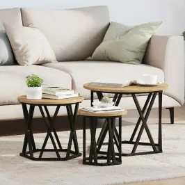 Izmantojams Sānu Galds 3 Pcs Amatnieku Ozola 53 X 53 X 40 Cm Vidaxl